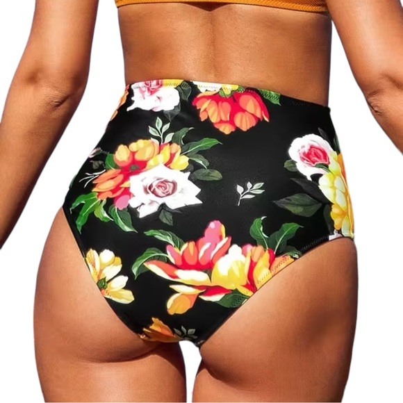 Cupshe Sweet Floral High Waisted Bikini Bottom M - Picture 1 of 8